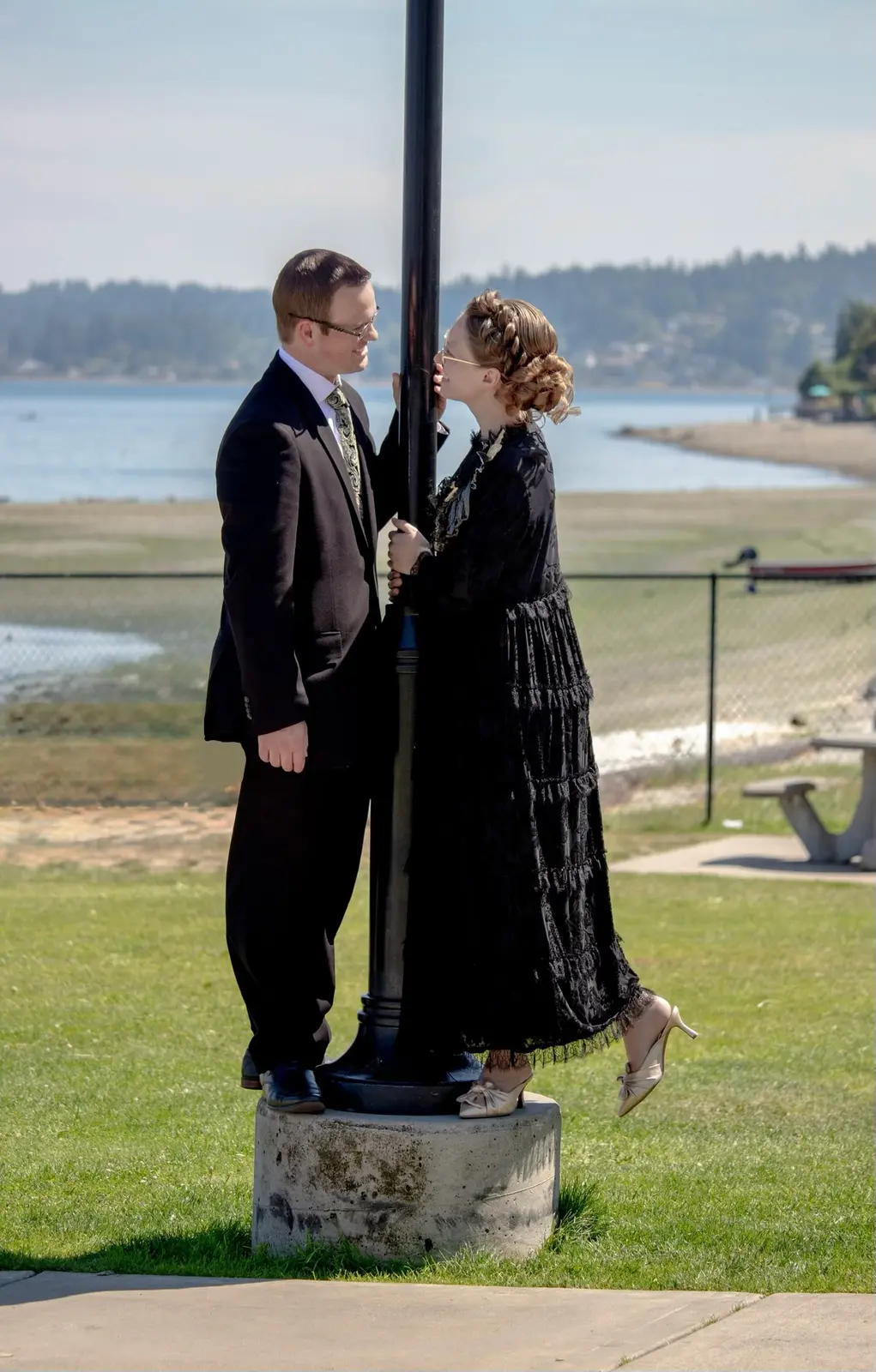 Alyssa and Caleb together beside the waterfront
